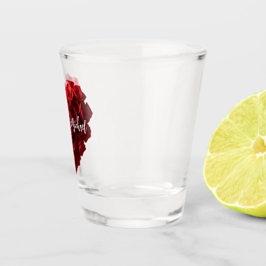 Hartvormige rode rozen-Huwelijk-Geld/schot Dans- Shot Glas (Rechts)