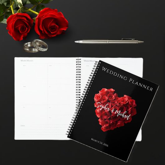 Hartvormige rode rozen-Huwelijk Planner