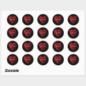 Hartvormige rode rozen- ronde sticker (Vel)