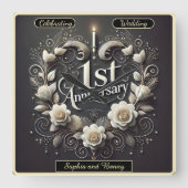 Hartvormige schoonheid voor de eerste liefde vierkante klok (Voorkant)