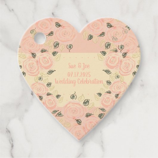 Hartvormige shabby chic gebloemd bedankjes labels (Voorkant)