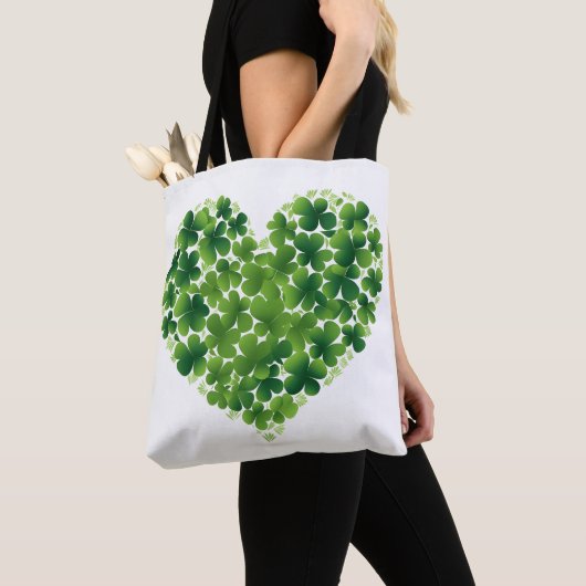 Hartvormige shamrock Canvas tas (Dichtbij)
