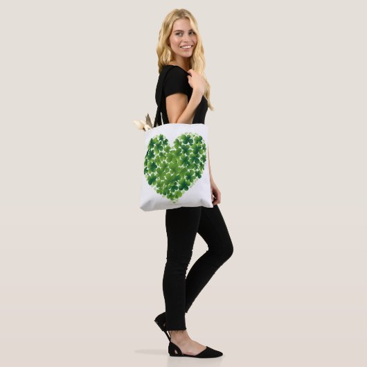 Hartvormige shamrock Canvas tas (Op model)