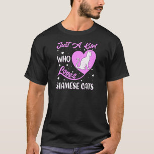 Hartvormige Siamese Kat Gewoon Een Meisje Dat Van T-shirt