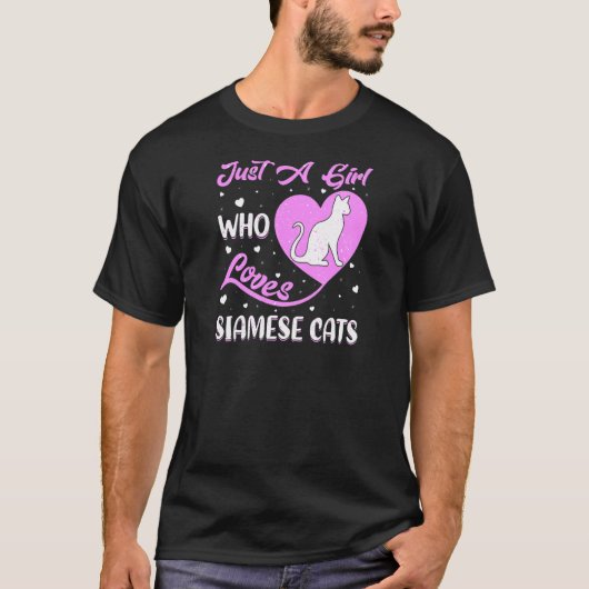 Hartvormige Siamese Kat Gewoon Een Meisje Dat Van T-shirt (Voorkant)