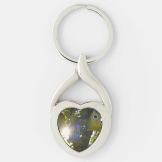 Hartvormige Sleutelring met Vogelhuizen in de Boom Sleutelhanger