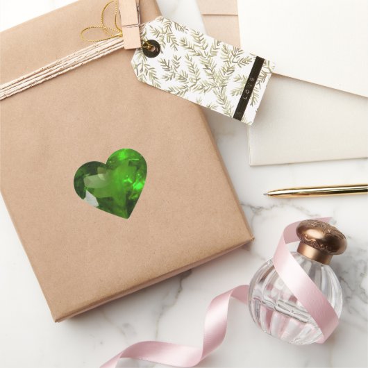 Hartvormige smaragd hart sticker (Geschenken)