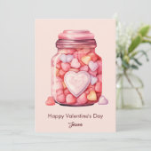 Hartvormige snoeppot Valentijnsdag Feestdagenkaart (Staand voorkant)