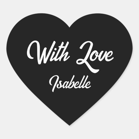 Hartvormige Sticker gezegde "Met Liefde" (Voorkant)