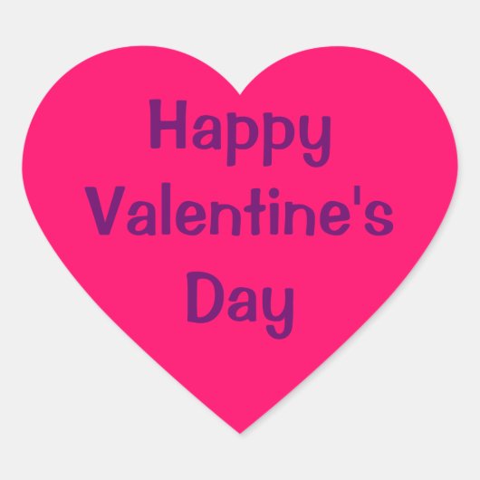 Hartvormige Sticker - Happy Valentijnsdag. (Voorkant)