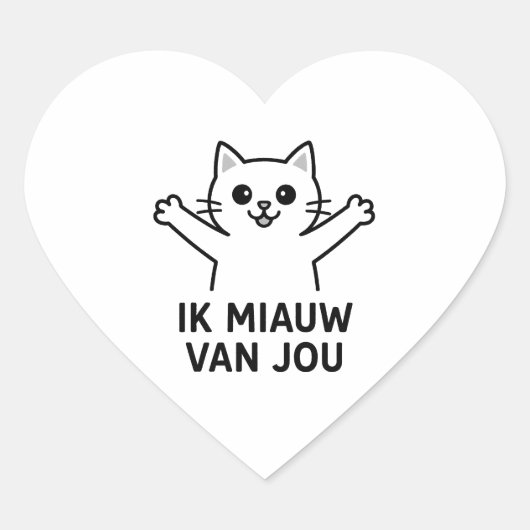Hartvormige sticker met kat afbeelding (Voorkant)