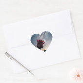 Hartvormige sticker met roos & sterren (Envelop)