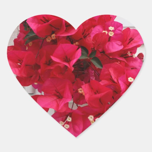 Hartvormige sticker roze bloemen (Voorkant)