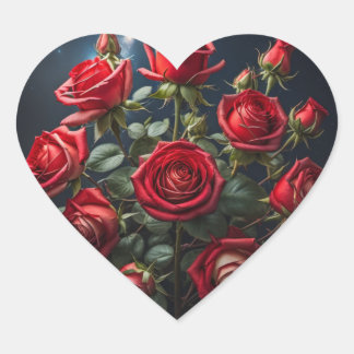 Hartvormige stickers met rozen
