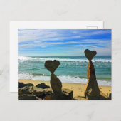 Hartvormige strandstenen aankondigingskaart (Voorkant / Achterkant)