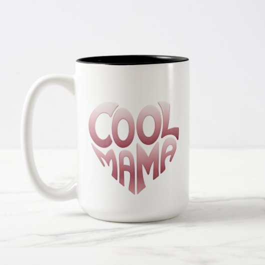 Hartvormige typografie: COOL MAMA Tweekleurige Koffiemok (Links)