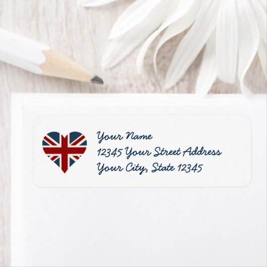 Hartvormige Union Jack Vlag Etiket (Insitu)