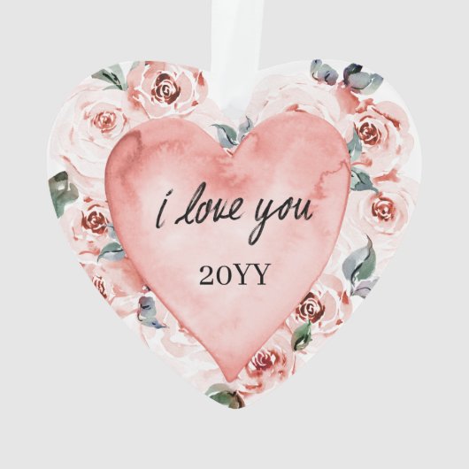 Hartvormige Valentijnse bloemen Ornament (achterkant)