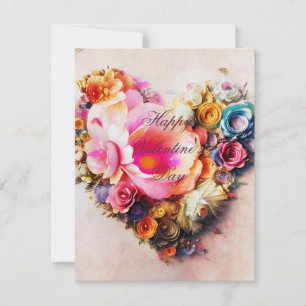 Hartvormige valentine met vintage bloemen feestdagenkaart