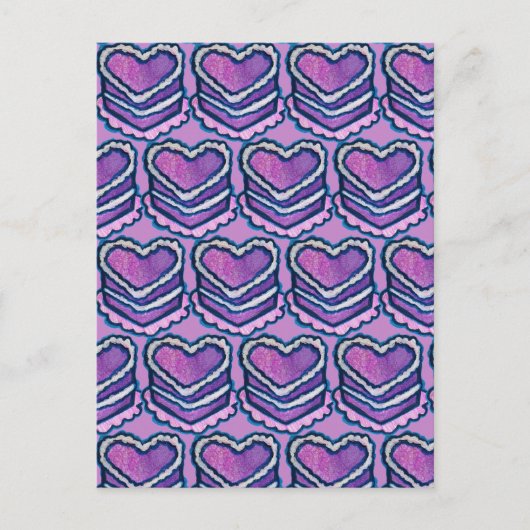 Hartvormige verjaardagstaart briefkaart (Voorkant)