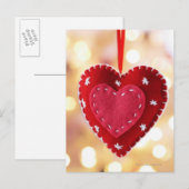 Hartvormige viltdecoratie, close-up briefkaart (Voorkant / Achterkant)