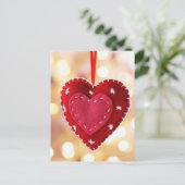 Hartvormige viltdecoratie, close-up briefkaart (Staand voorkant)