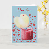 Hartvormige vlam brandende rode kaars kunst kaart (Gele Bloem)