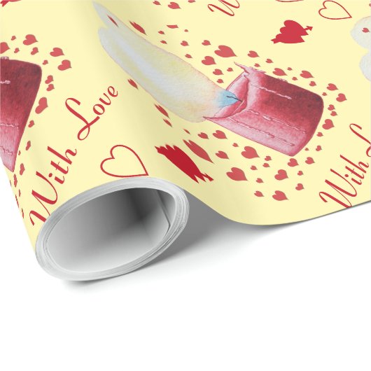 Hartvormige vlam op citroen achtergrond valentijn cadeaupapier (Rol Hoek)