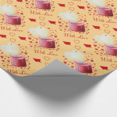 Hartvormige vlam op perzik achtergrond romantisch cadeaupapier (Hoek)