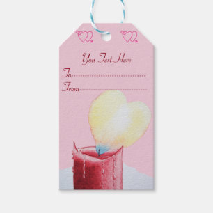 hartvormige vlam rode kaars cadeaulabel