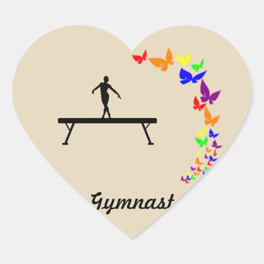 Hartvormige Vlinder Gymnastiek Sticker op Beam (Voorkant)