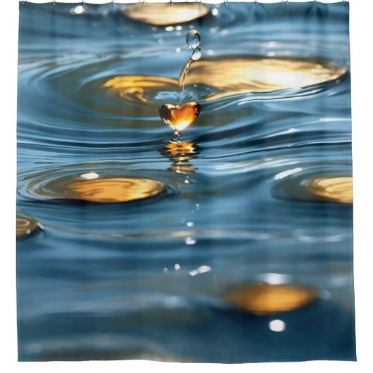 "Hartvormige waterdruppelsplash" Douchegordijn (Voorkant)