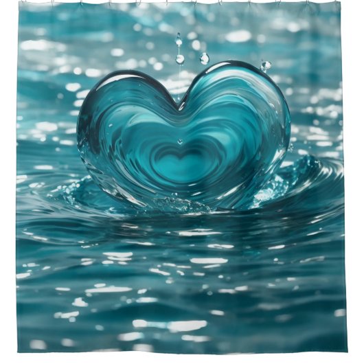 "Hartvormige waterplons" Douchegordijn (Voorkant)