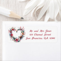 Hartvormige Waterverf Bloemenkrans - Kerstmis