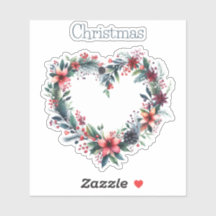 Hartvormige Waterverf Bloemenkrans - Kerstmis