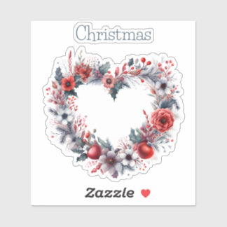 Hartvormige Waterverf Bloemenkrans - Kerstmis Sticker