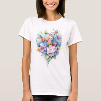 Hartvormige wolken met bloemen t-shirt