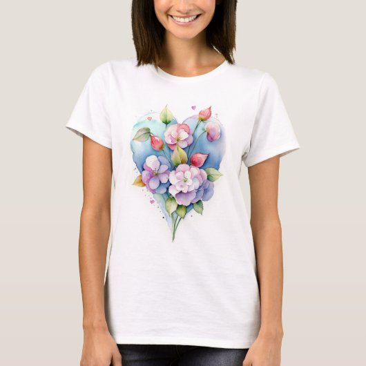 Hartvormige wolken met bloemen t-shirt (Voorkant)
