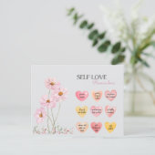 Hartvormige Zelf-Liefde Affirmatie Citeert Rozen Feestdagenkaart (Staand voorkant)