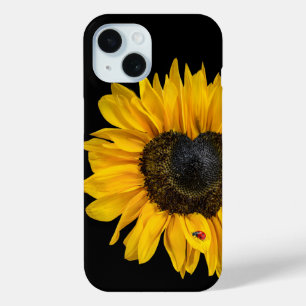 Hartvormige zonnebloem met lieveheersbeestje iPhone 15 case