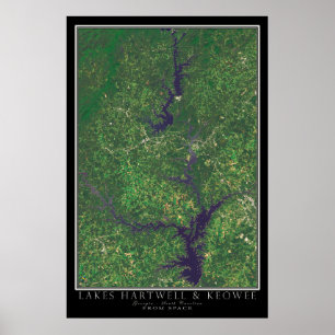 Hartwell & Keowee maakt Georgia-satellietkaart Poster
