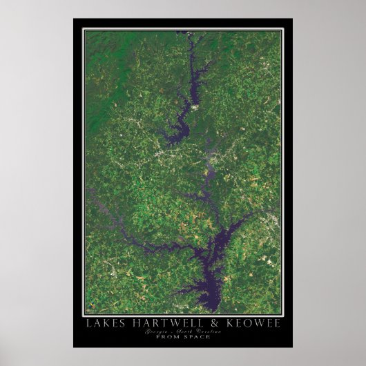 Hartwell & Keowee maakt Georgia-satellietkaart Poster (Voorkant)