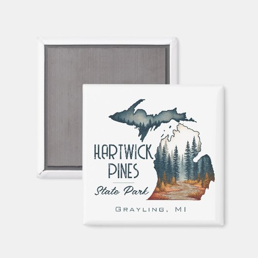 Hartwick Pines State Park Souvenir Gift Magneet (Voorkant / Achterkant)