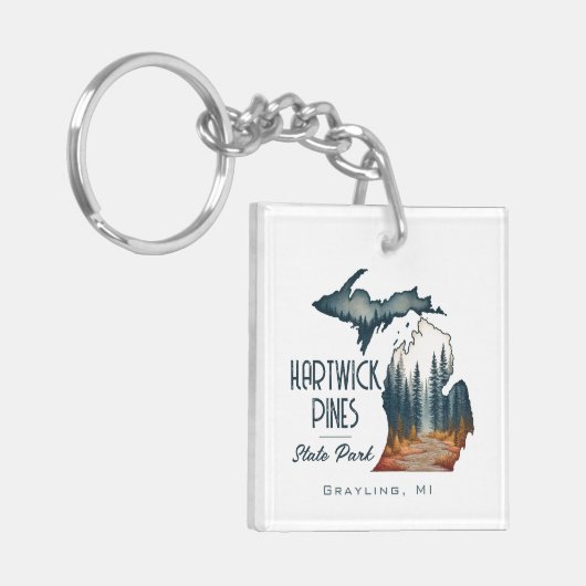 Hartwick Pines State Park Souvenir Gift Sleutelhanger (Voorkant Links)