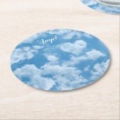 Hartwolk Lucht Lief Stijlvol Modern Blauw Aangepas Ronde Kartonnen Onderzetter (Gebogen)