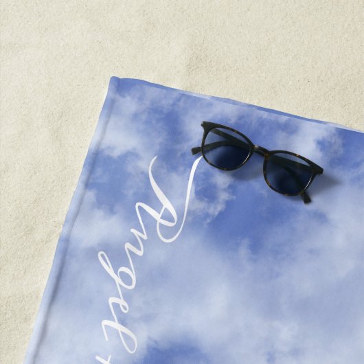 Hartwolk Lucht Lieflijk Plezier Modern Blauw Aange Strandlaken (In situ)