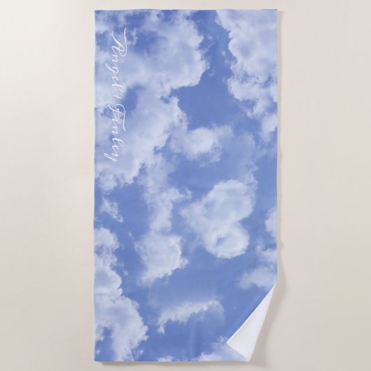 Hartwolk Lucht Lieflijk Plezier Modern Blauw Aange Strandlaken (Voorkant)