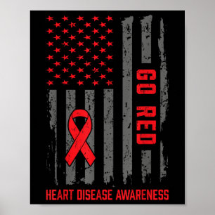 Hartziekte Amerikaanse vlag Rood hart ziekte A Poster
