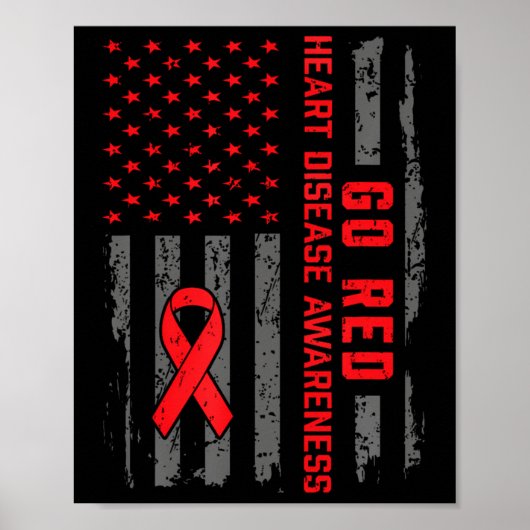 Hartziekte Amerikaanse vlag Rood hart ziekte A Poster (Voorkant)