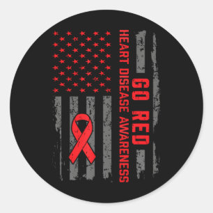 Hartziekte Amerikaanse vlag Rood hart ziekte A Ronde Sticker